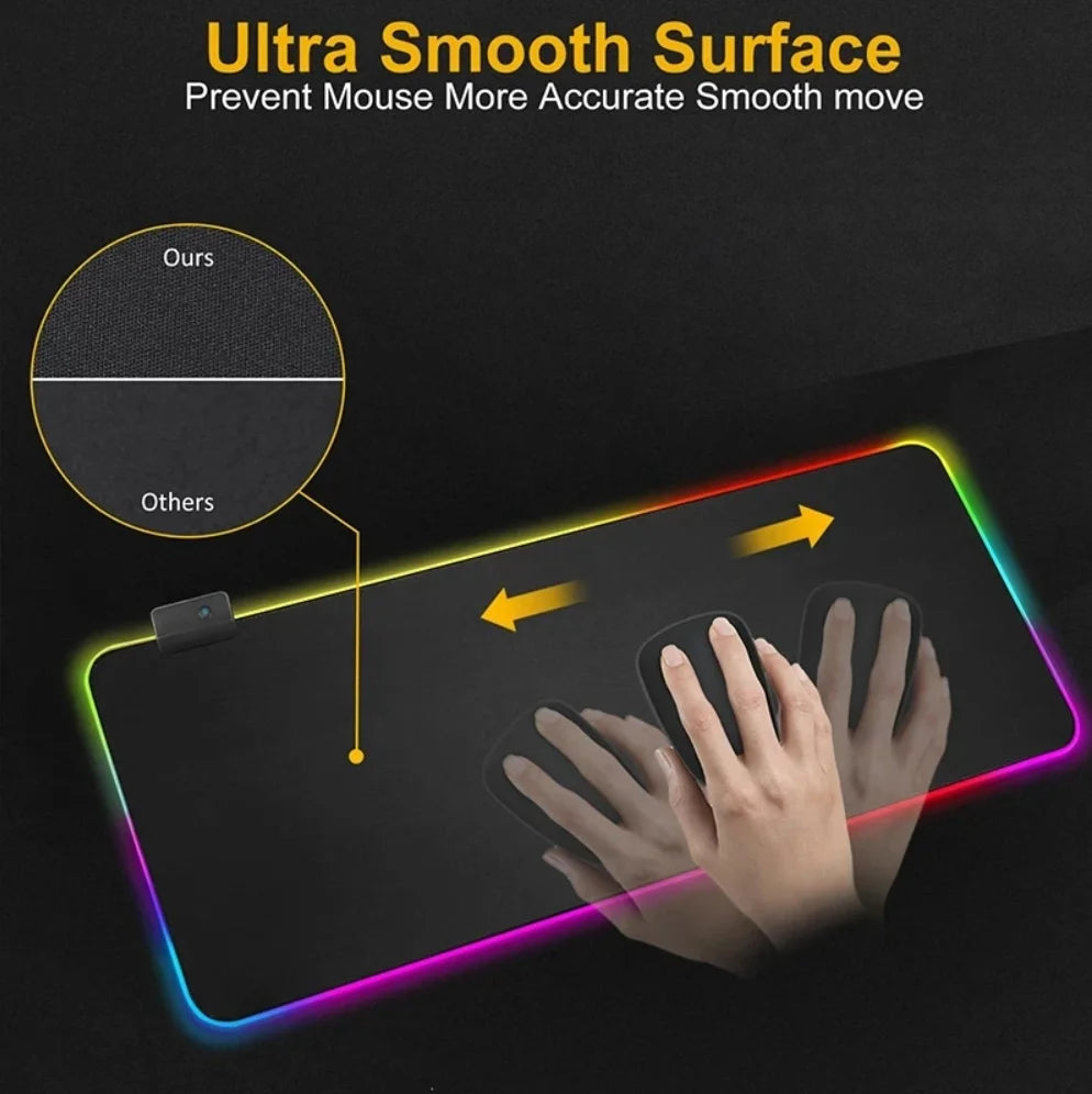 Tapis de Souris Gaming LED RGB — Imperméable, 8 Modes, 4 Tailles