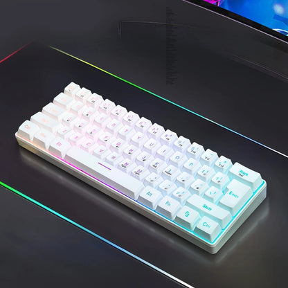 Teclado RGB Gamer 60% Keyboards Ergonomic Mini Pc White Computer Keyboard Portable Backlit Usb Wired Black Clavier Ordinateur