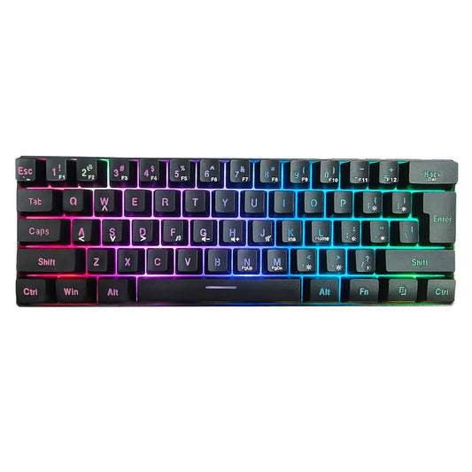 Teclado RGB Gamer 60% Keyboards Ergonomic Mini Pc White Computer Keyboard Portable Backlit Usb Wired Black Clavier Ordinateur