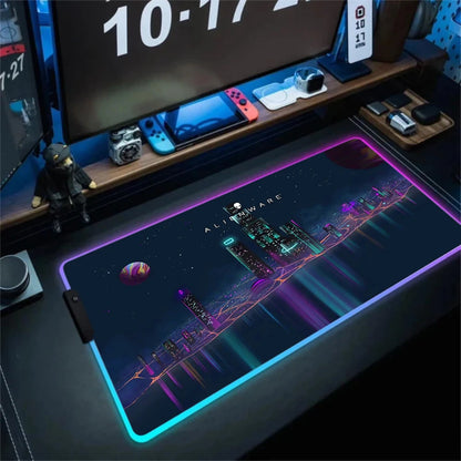 XXL Large PC Gamer Keyboard Desk Mat 900X400 RGB Alienware Gaming Mouse Pad LED Computer Accessories Tapis De Souris Mousepads