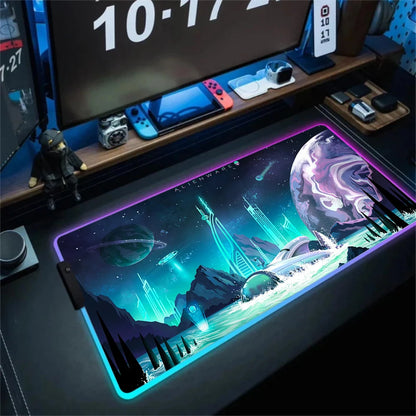 XXL Large PC Gamer Keyboard Desk Mat 900X400 RGB Alienware Gaming Mouse Pad LED Computer Accessories Tapis De Souris Mousepads