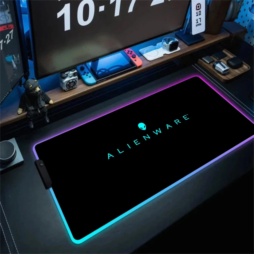 XXL Large PC Gamer Keyboard Desk Mat 900X400 RGB Alienware Gaming Mouse Pad LED Computer Accessories Tapis De Souris Mousepads