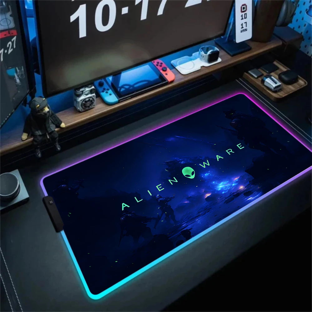 XXL Large PC Gamer Keyboard Desk Mat 900X400 RGB Alienware Gaming Mouse Pad LED Computer Accessories Tapis De Souris Mousepads