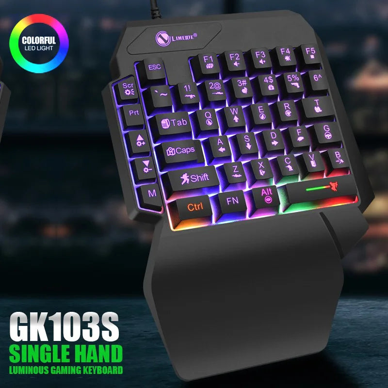 Clavier Gaming Une Main RGB — 35 Touches Compact GK103S