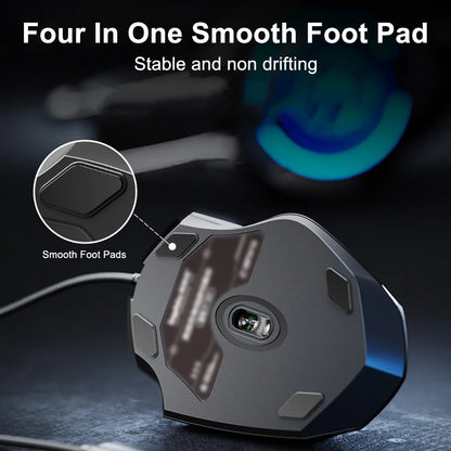 Souris Gaming Ergonomique RGB — 6 Boutons 7200 DPI, Noir ou Gris