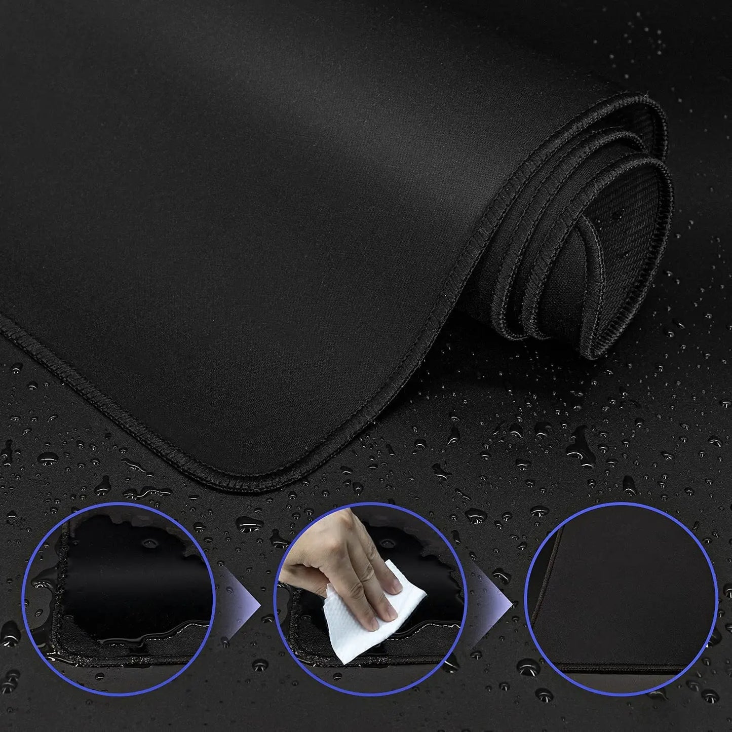 Tapis de Souris Gaming XXL Noir — 7 Tailles, Base Antidérapante