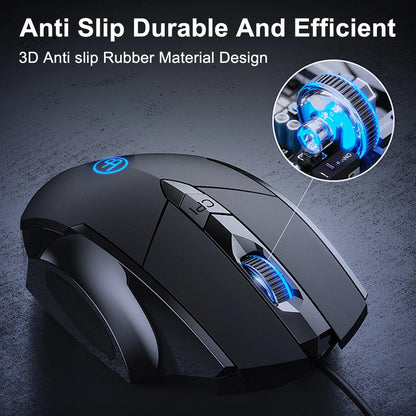 Souris Gaming Ergonomique RGB — 6 Boutons 7200 DPI, Noir ou Gris