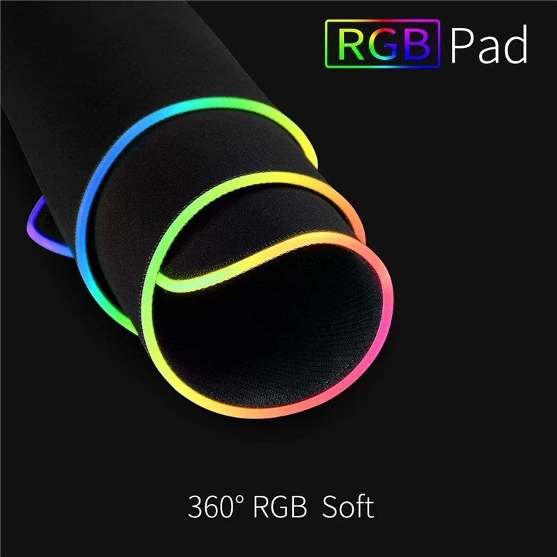Tapis de Souris Gaming RGB LED — 8 Modes Lumineux, Imperméable, 4 Tailles