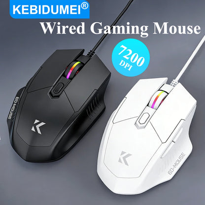Souris Gaming Filaire Silencieuse RGB — 6 Boutons 7200 DPI