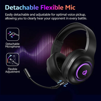 Casque Gaming QCY Heroad V200 — Bluetooth 6.0, 7.1 Surround, RGB, 240h