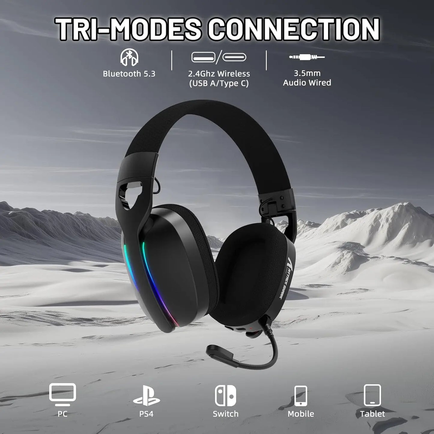 Casque Gaming ATTACK SHARK L90 — Sans Fil Ultra-Léger, 7.1 Surround, RGB, 35h