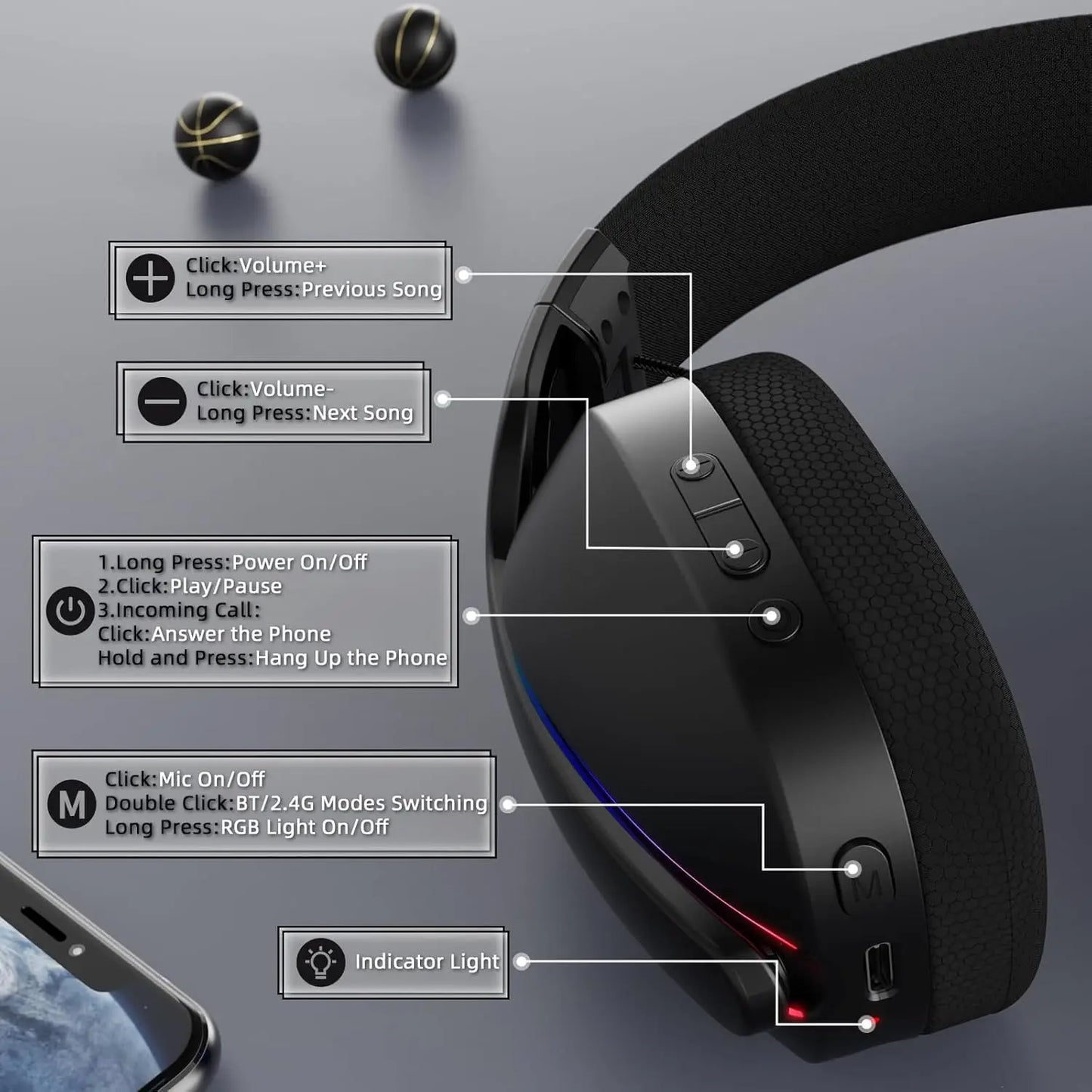 Casque Gaming ATTACK SHARK L90 — Sans Fil Ultra-Léger, 7.1 Surround, RGB, 35h