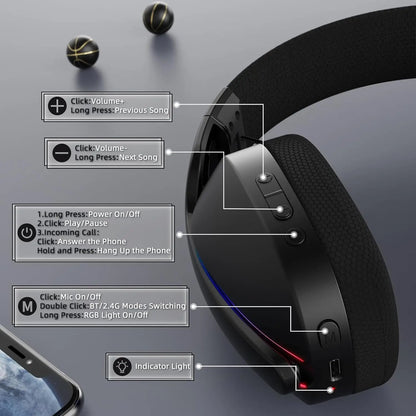 Casque Gaming ATTACK SHARK L90 — Sans Fil Ultra-Léger, 7.1 Surround, RGB, 35h