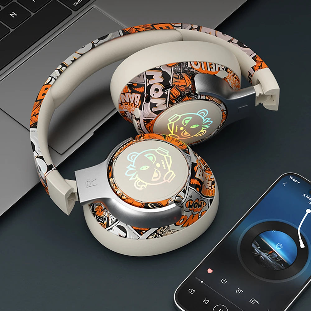 Casque Gaming Bluetooth 5.3 RGB — Sans Fil, Micro Anti-Bruit, 3 Coloris