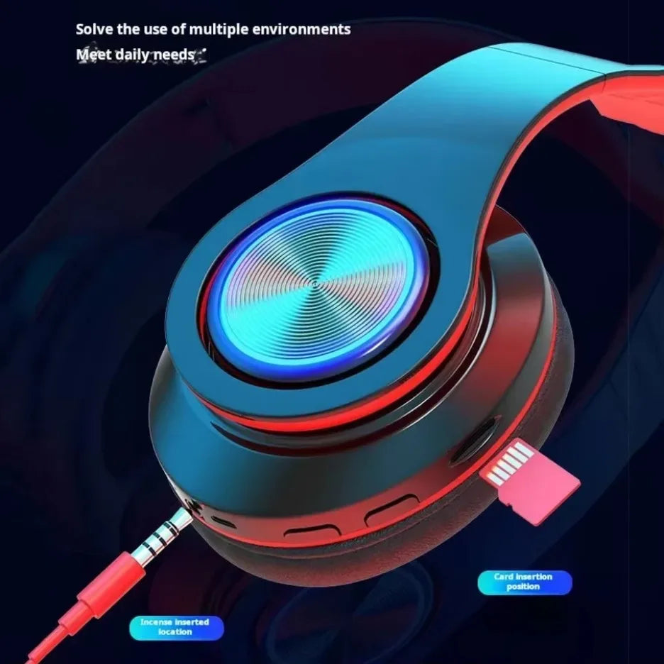 Casque Gaming Bluetooth Surround — Son HIFI, Lumières RGB, Micro, 4 Coloris