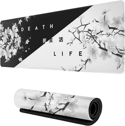 Tapis de Souris Gaming Fleurs de Cerisier — Noir & Blanc, 3 Tailles