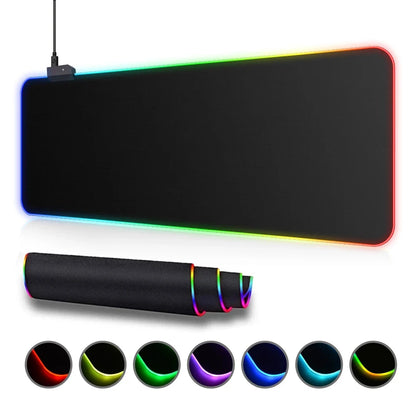 Tapis de Souris Gaming RGB LED — 8 Modes Lumineux, Imperméable, 4 Tailles