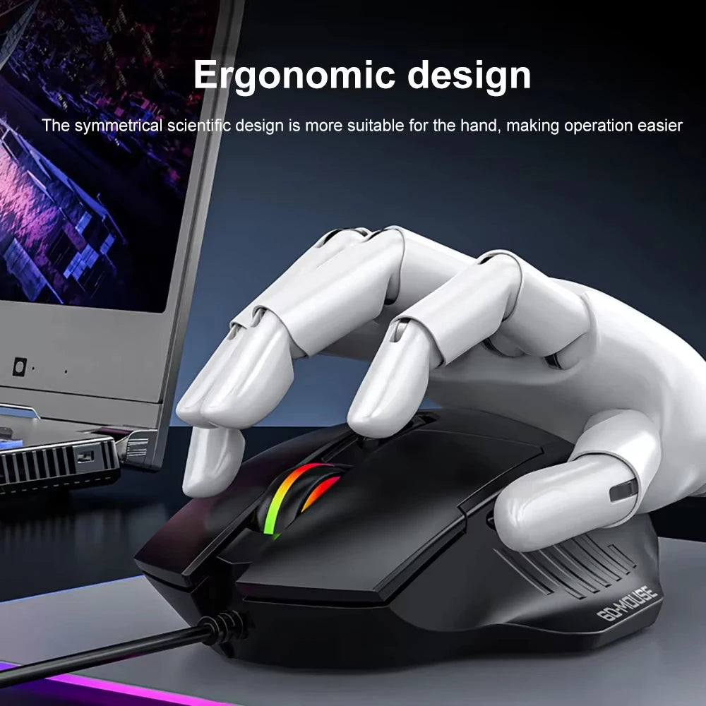 Souris Gaming Filaire Silencieuse RGB — 6 Boutons 7200 DPI