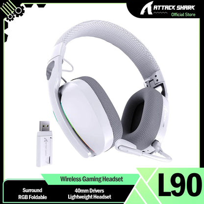 Casque Gaming ATTACK SHARK L90 — Sans Fil Ultra-Léger, 7.1 Surround, RGB, 35h
