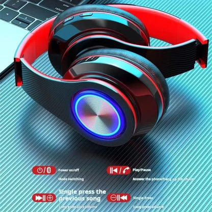 Casque Gaming Bluetooth Surround — Son HIFI, Lumières RGB, Micro, 4 Coloris