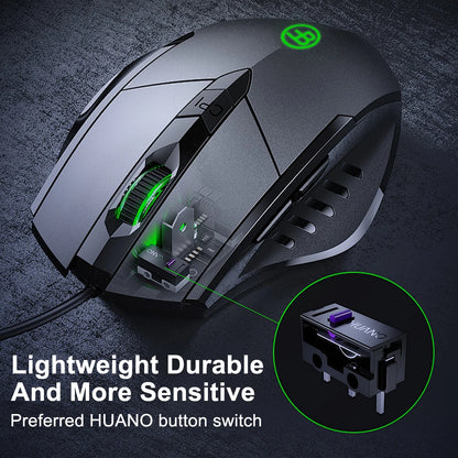 Souris Gaming Ergonomique RGB — 6 Boutons 7200 DPI, Noir ou Gris