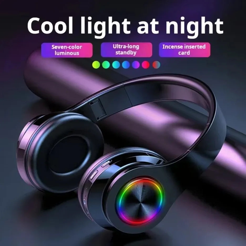 Casque Gaming Bluetooth Surround — Son HIFI, Lumières RGB, Micro, 4 Coloris