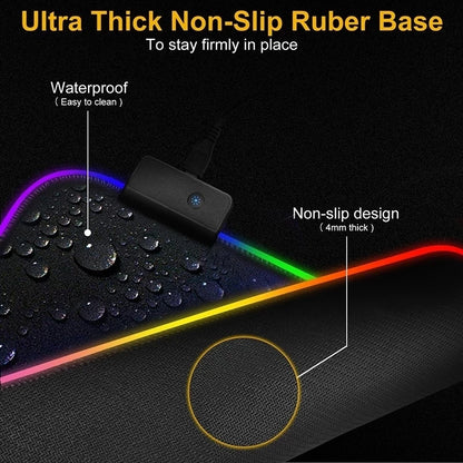 Tapis de Souris Gaming RGB LED — 8 Modes Lumineux, Imperméable, 4 Tailles