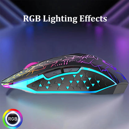 Souris Gaming Sans Fil RGB — Bluetooth 5.2 & 2.4G, 6 Boutons Silencieux