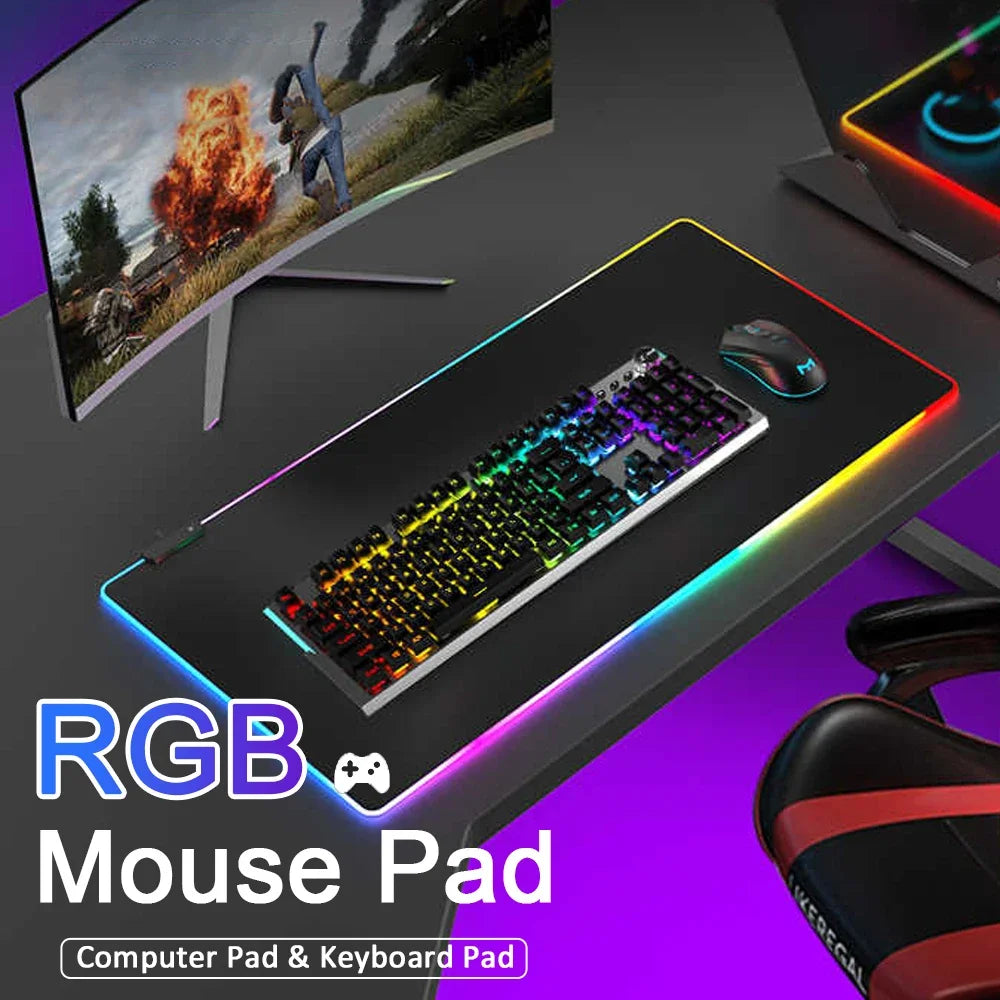 Tapis de Souris Gaming LED RGB — Imperméable, 8 Modes, 4 Tailles
