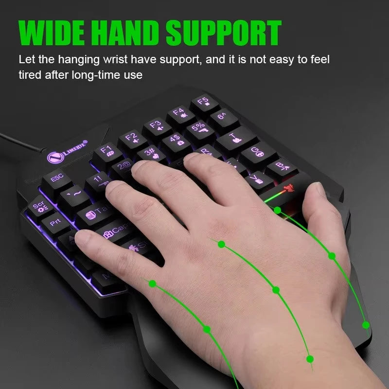 Clavier Gaming Une Main RGB — 35 Touches Compact GK103S