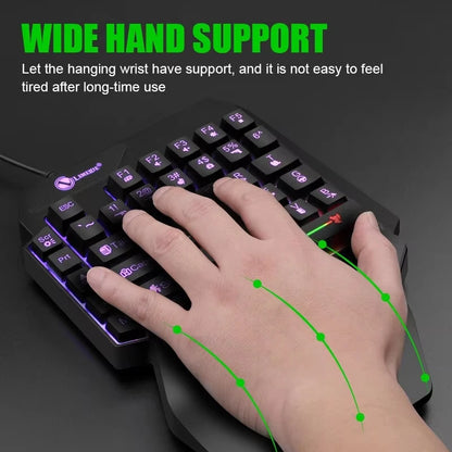 Clavier Gaming Une Main RGB — 35 Touches Compact GK103S