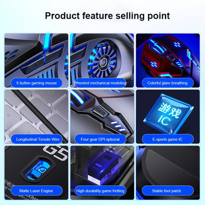 Souris Gaming G5 RGB — 6 Boutons Silencieux, 6 Coloris au Choix