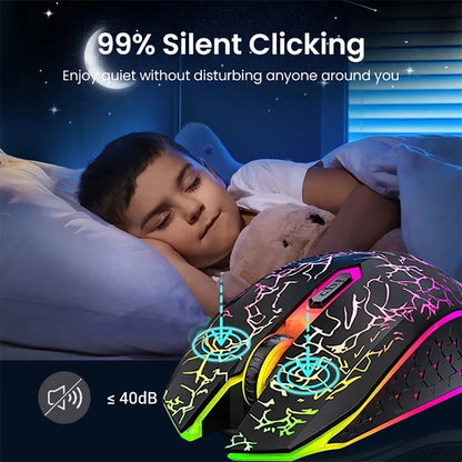 Souris Gaming Sans Fil RGB — Bluetooth 5.2 & 2.4G, 6 Boutons Silencieux