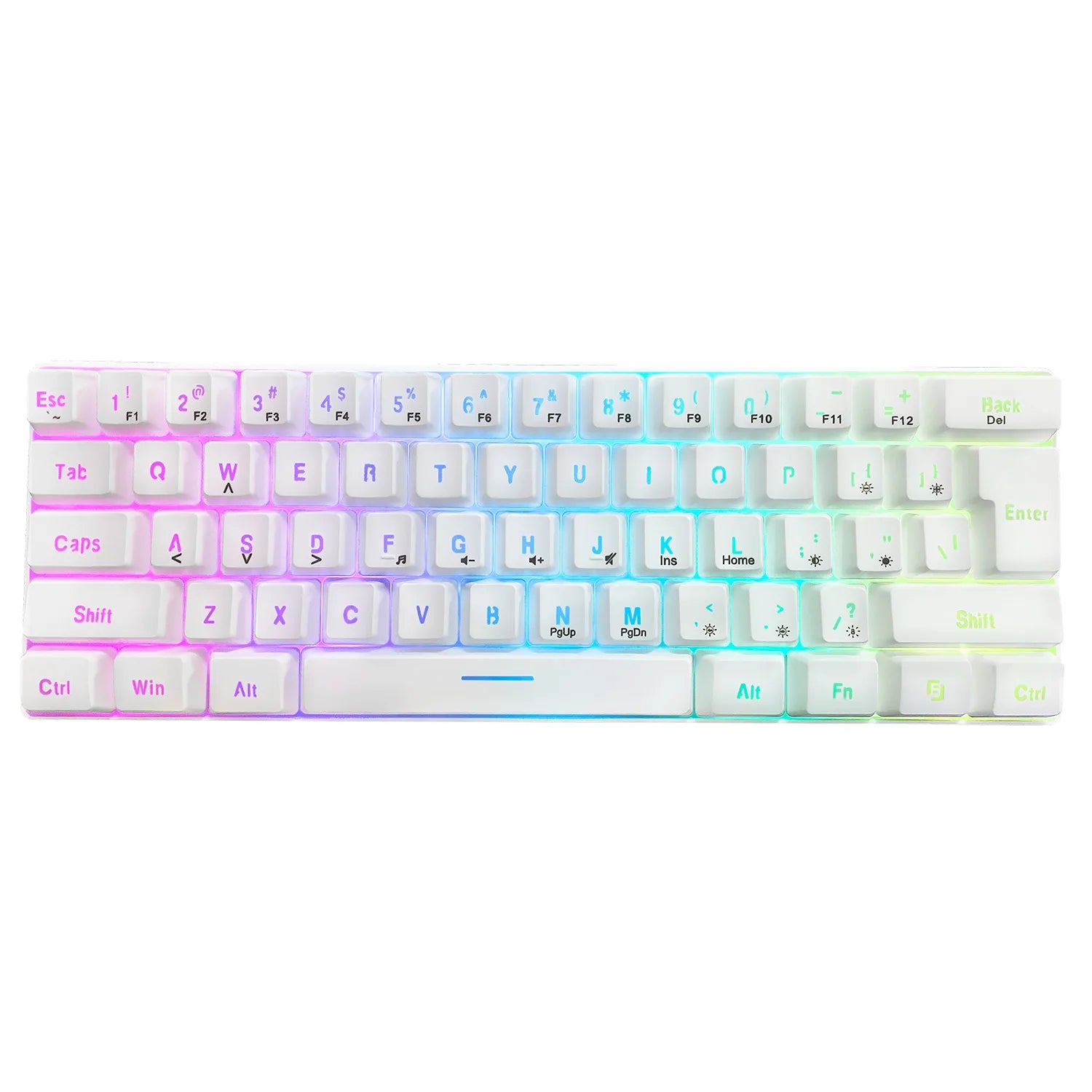 Teclado RGB Gamer 60% Keyboards Ergonomic Mini Pc White Computer Keyboard Portable Backlit Usb Wired Black Clavier Ordinateur